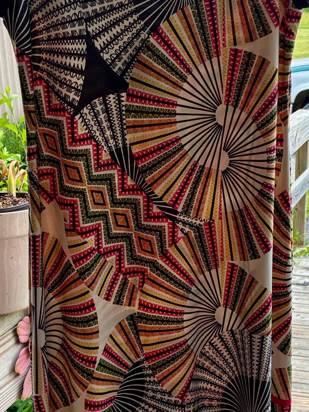 Sunny Leigh Multicolor Geometric & Fan-Print Maxi Dress